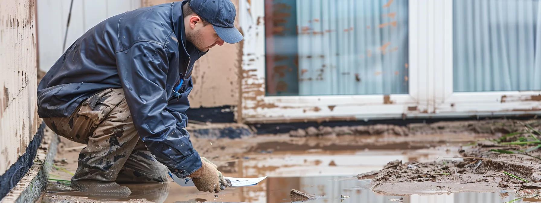 Professional waterproofing contractor evaluating a home in Scranton for potential services.