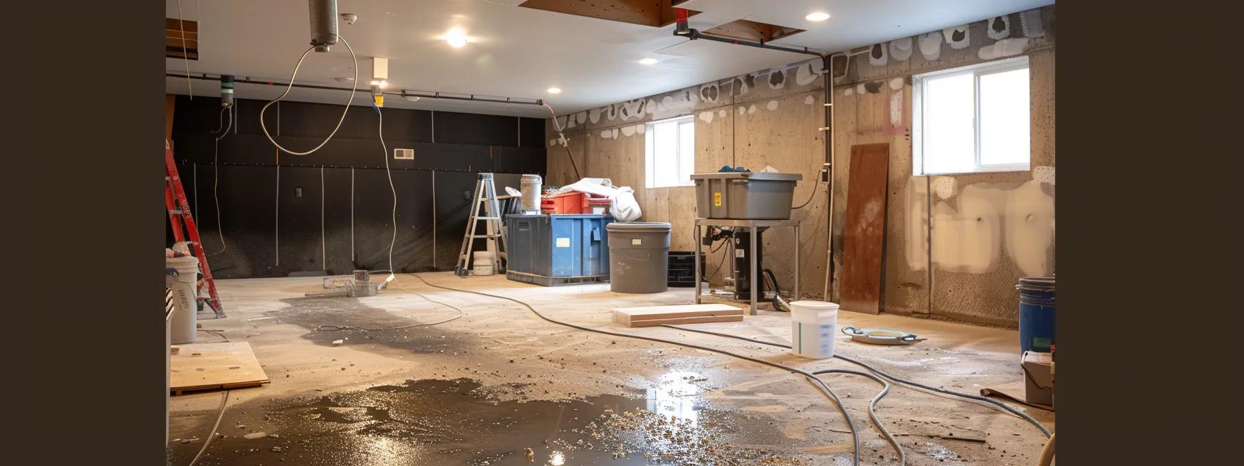 a modern basement undergoing professional mold remediation showcases industrial equipment and clean, sterile surfaces, emphasizing a safe and healthy environment for families in scranton.